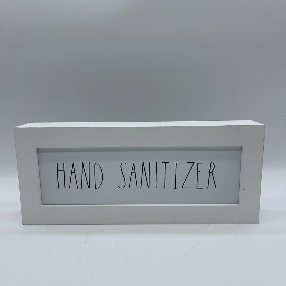 Rae Dunn Hand Sanitizer Sign White Wood Shadow Box Home Decor Farmhouse